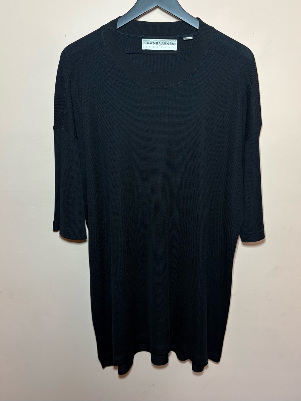 Jhane Barnes Black Silk Waffle Knit Oversized Tunic Shirt XL